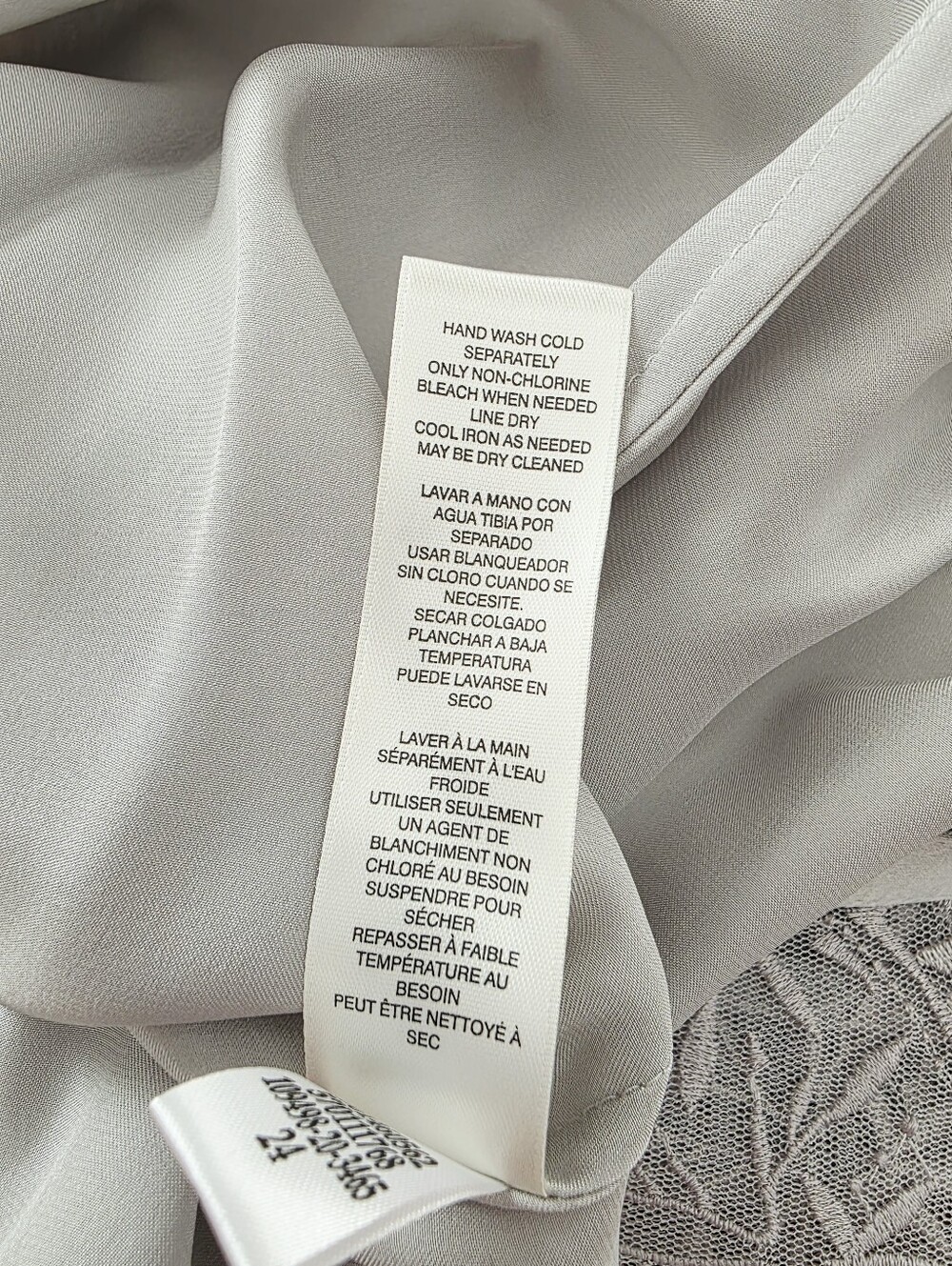 White House Black Market 100% Silk Silver Chemise/Camisole Size Medium - Picture 9 of 11